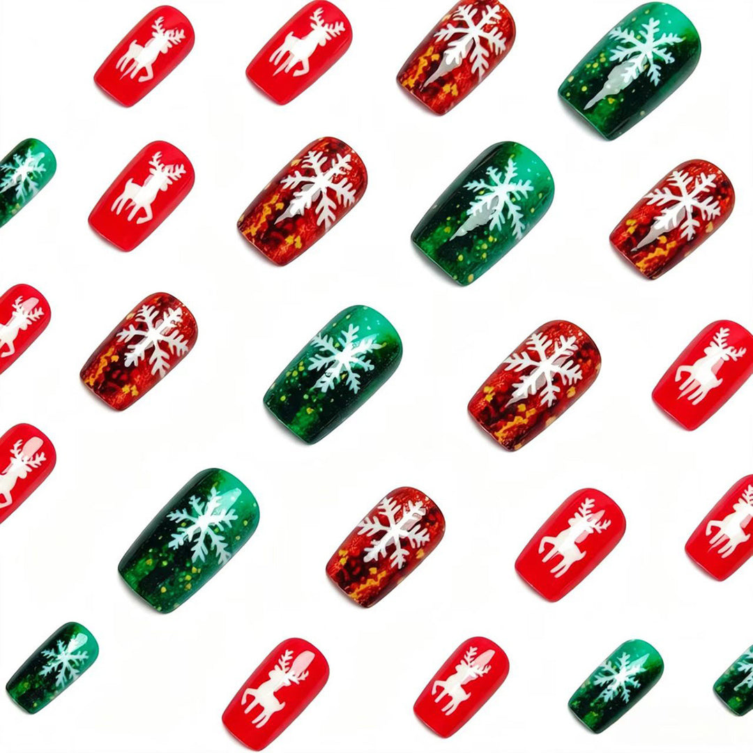 Artificial nails in festive reindeer and snowflake design Kalsten