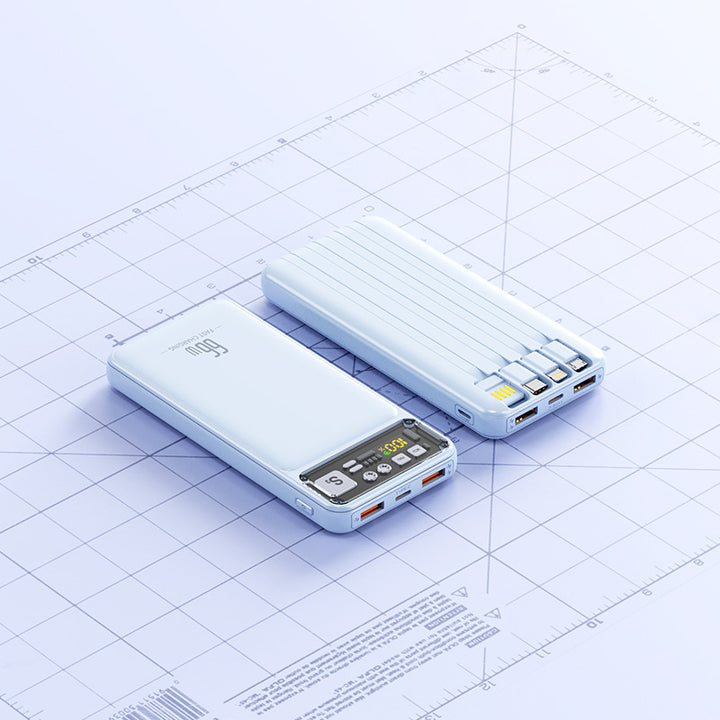 Power bank with integrated cable system and digital charging display Kalsten