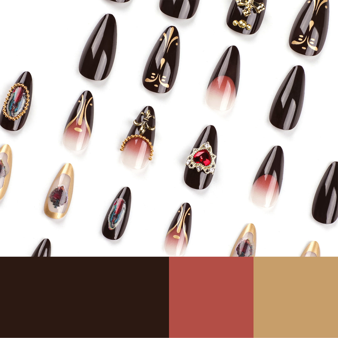 Artistic stiletto nails with detailed embellishments Kalsten