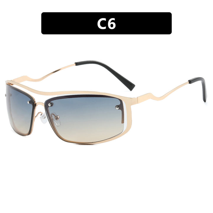 Women’s futuristic sunglasses with an elegant metal frame and high-transparent lenses Kalsten