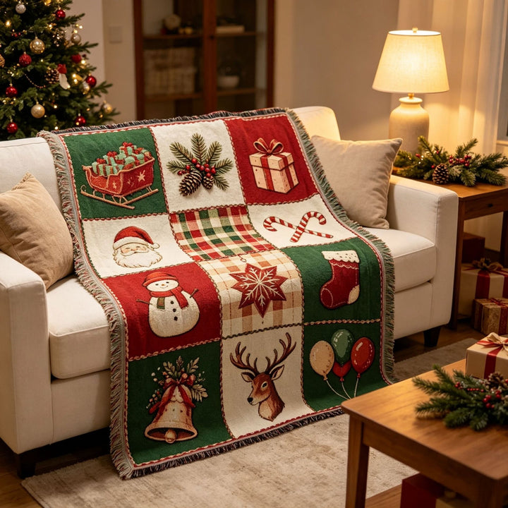 Festive Holiday Theme Throw Blanket