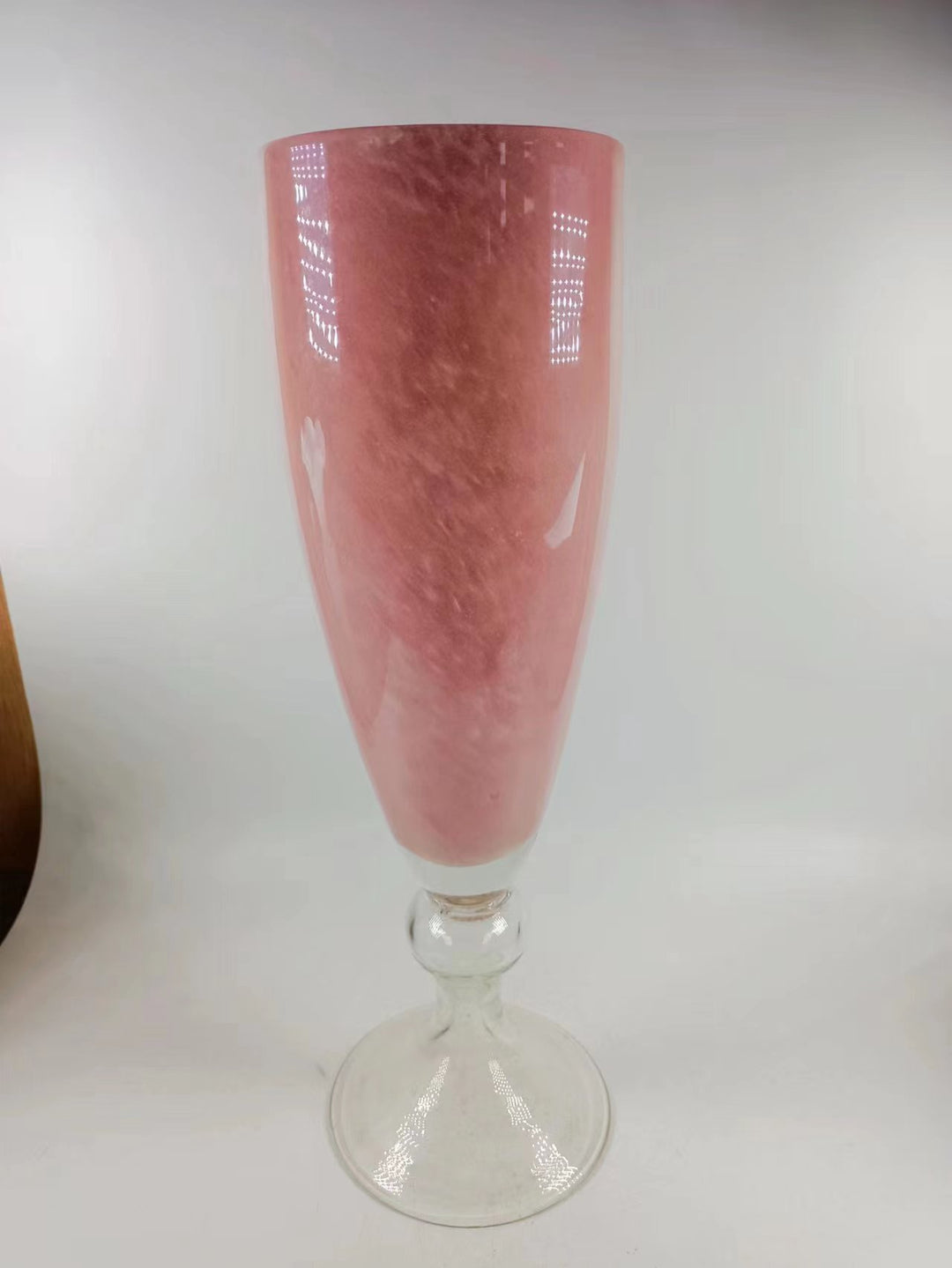 Tall Handblown Footed Pedestal Glass Trumpet Vase Kalsten