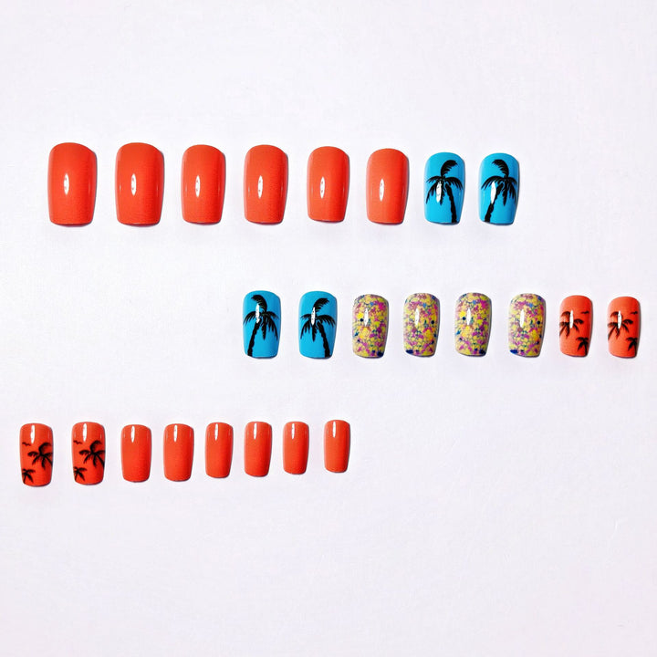 Artificial nails with tropical palm motif Kalsten