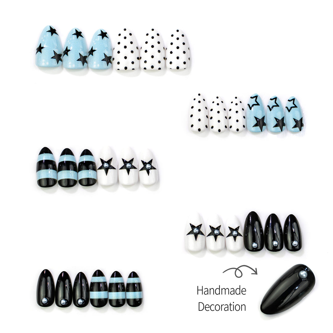 Starry Design Press-On Nail Art Set