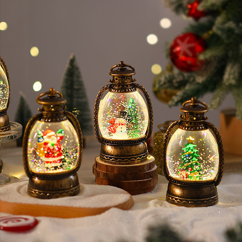 Nostalgic Christmas lantern with snowman scene Kalsten