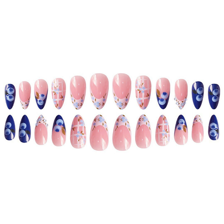 Artistic Press-On Nail Set with Floral Accents Kalsten