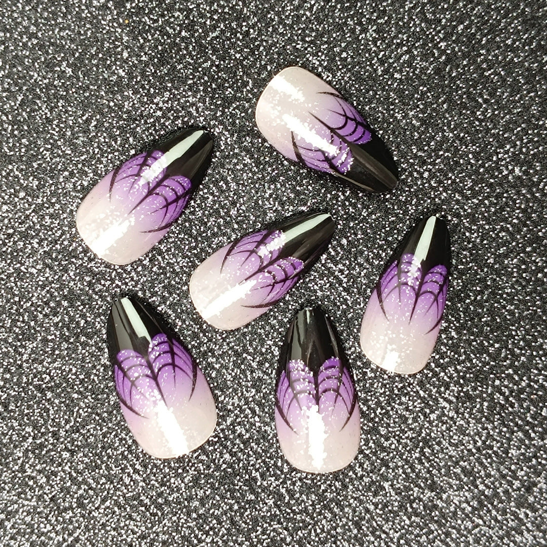 Artistic Stiletto Press-On Nails with Spider Web Design Kalsten