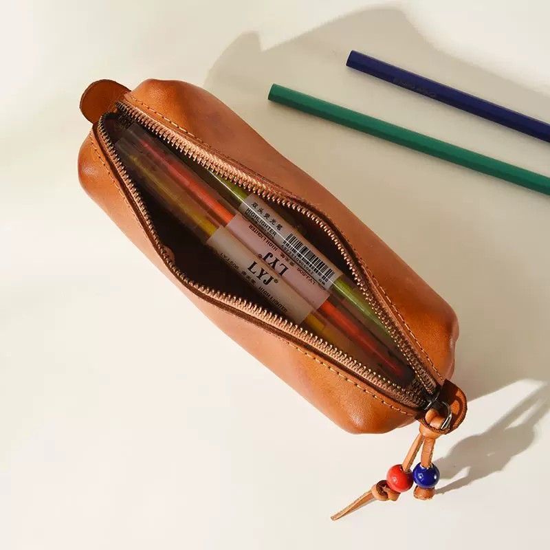 Leather Zippered Pencil Case