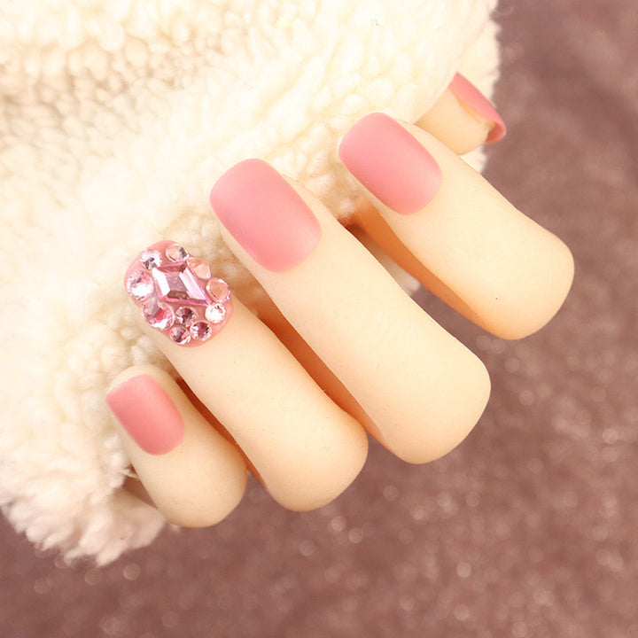 Elegant Decorative Press-On Nail Art Set with Rhinestone Accents