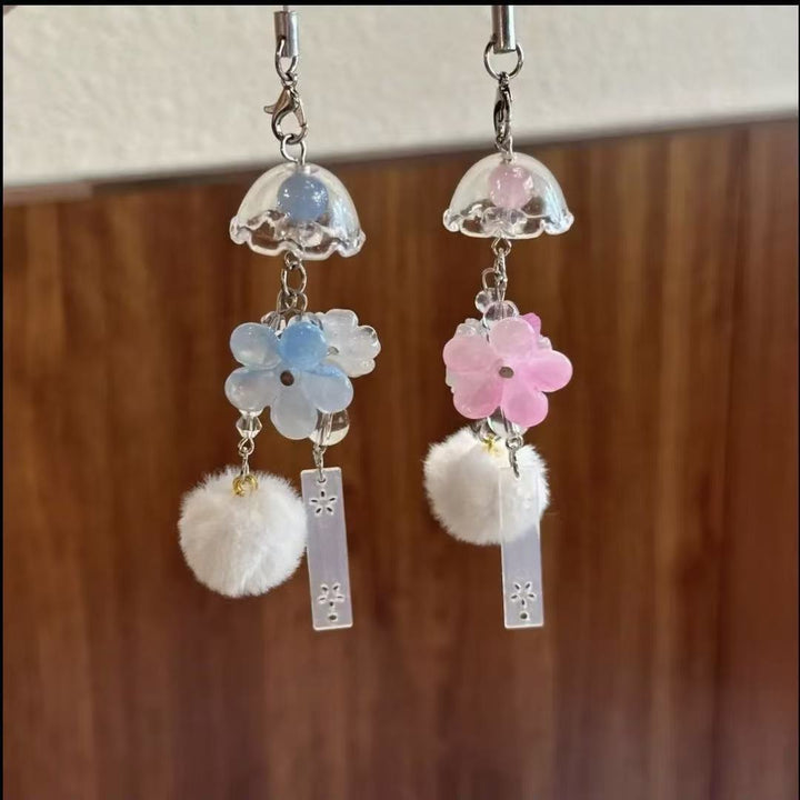 Decorative Flower and Pom Pom Charm Keychain Kalsten