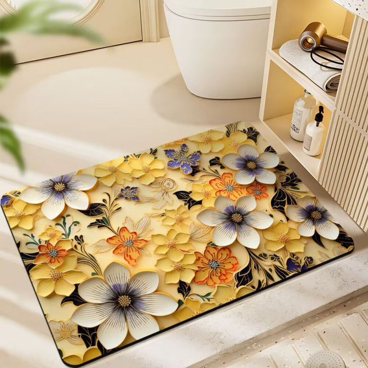 Floral-Themed Plush Bath Mat