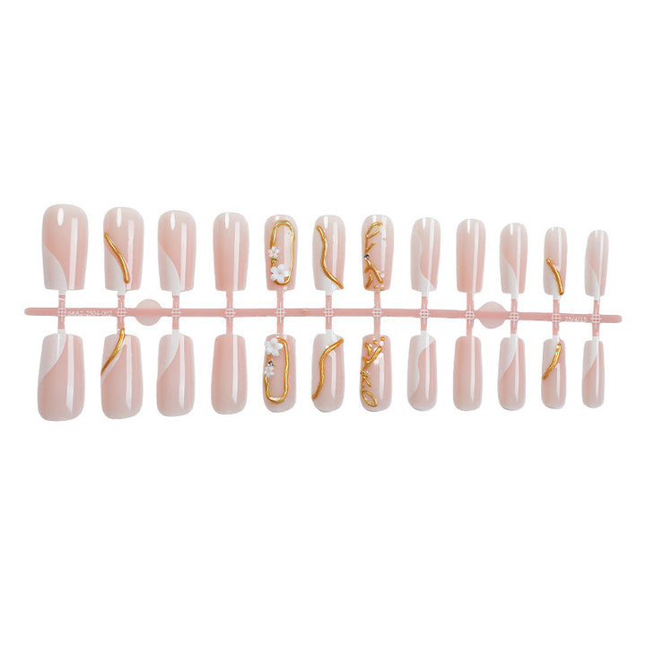 Artistic Press-On Nail Set with Gold Accents kalsten
