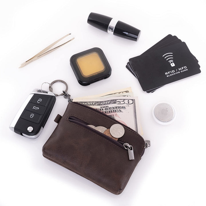 Compact Leather Zippered Cardholder Kalsten