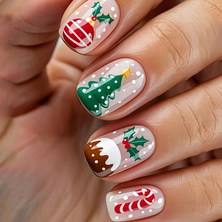 Artificial nails with festive Christmas design Kalsten