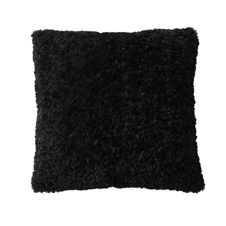 Cozy square decorative pillow with teddy bear fur cover