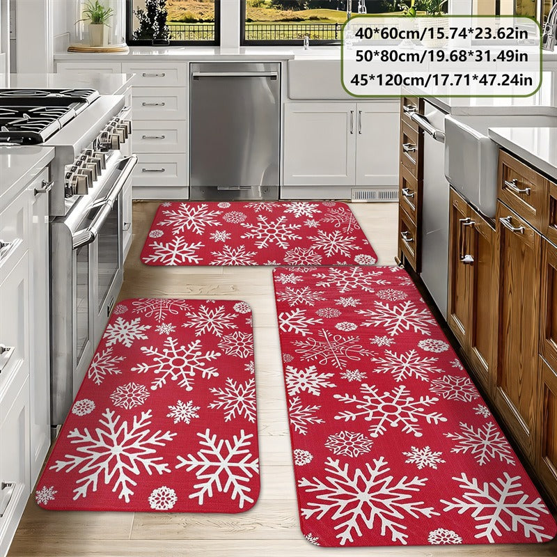 Festive Holiday-Themed Kitchen Mat Set