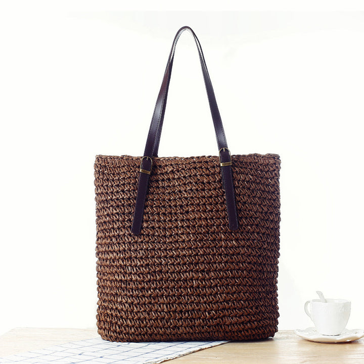 Handbag Made From Handcrafted Natural Material with Strong Leather Handles Kalsten