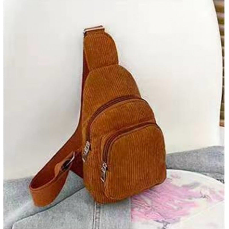 WoMulti-Compartment Corduroy Sling Bag Kalsten