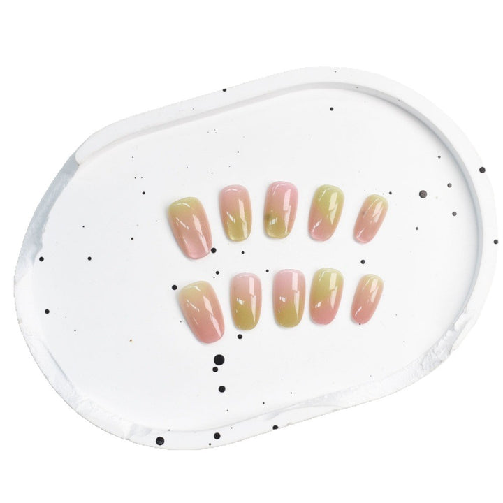 Artificial nails with elegant ombre effect and glitter accents Kalsten
