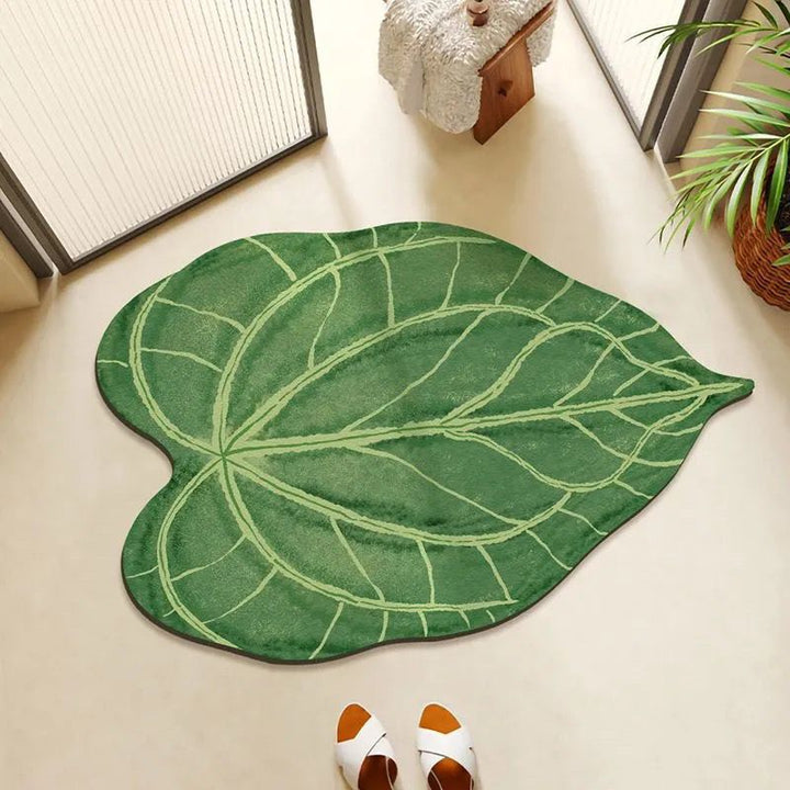Leaf-Shaped Plush Area Rug for Home Decor