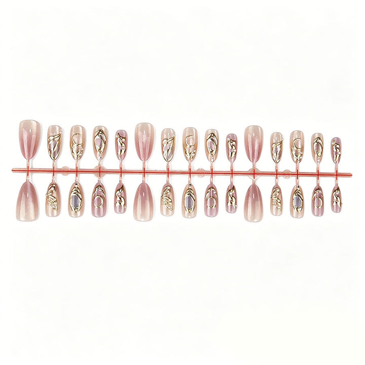 Elegant Press-On Nail Set with Artistic Detailing Kalsten