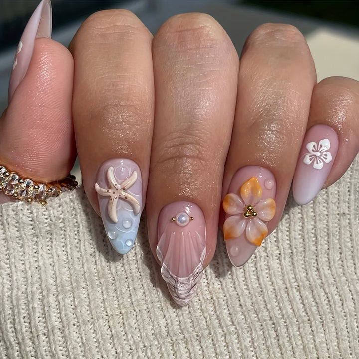 Artistic 3D Floral Press-On Nail Set Kalsten