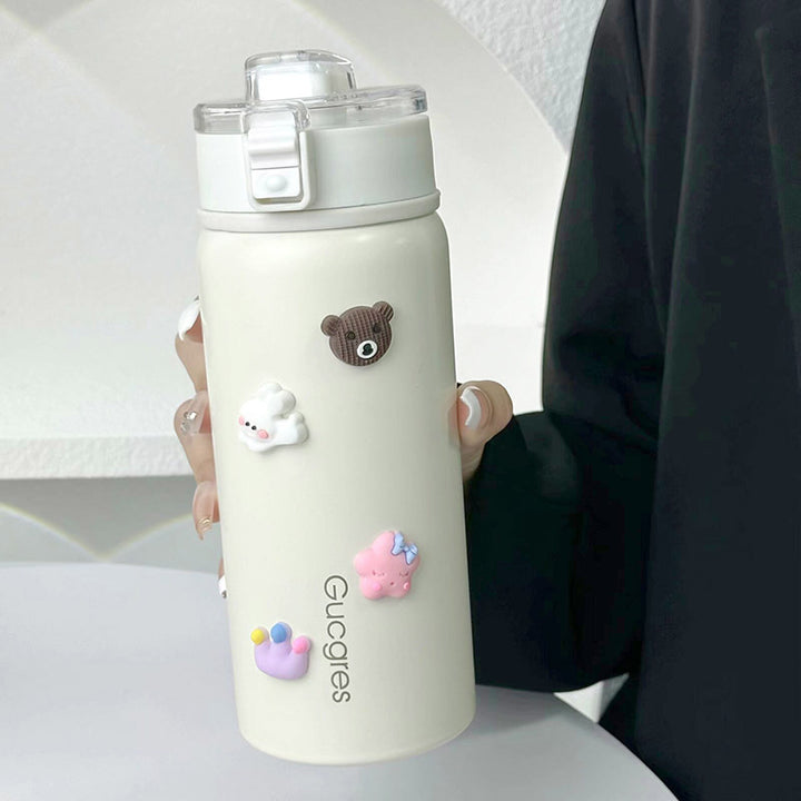 Women's Insulated Drinking Bottle with Secure Flip Closure and Playful Design Kalsten