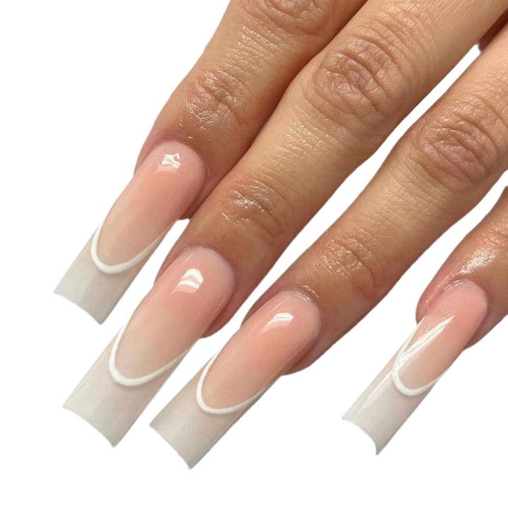 Elegant French Tip Long Nail Extensions Kalsten
