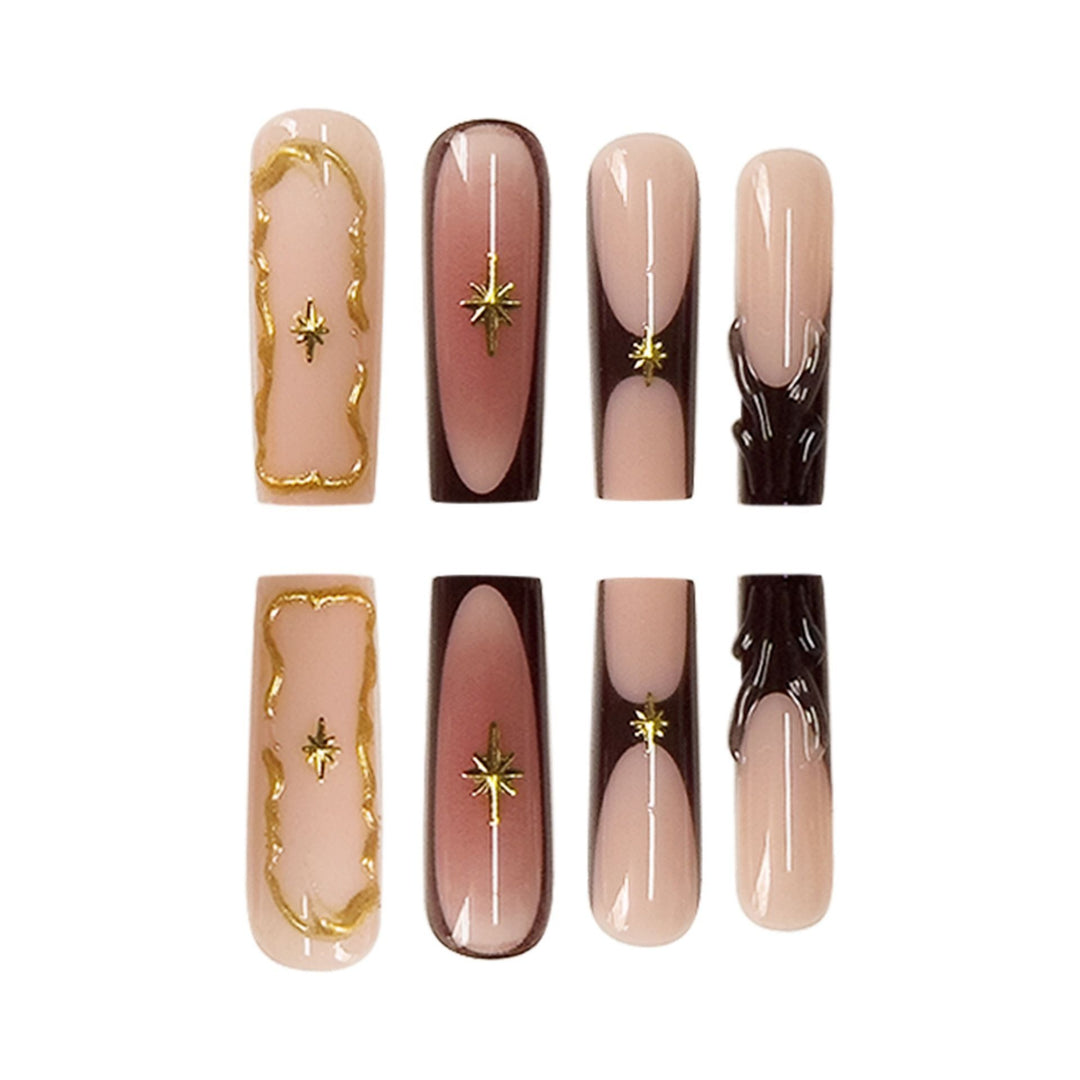 Artistic Sculpted Press-On Nails with Gold Accents Kalsten
