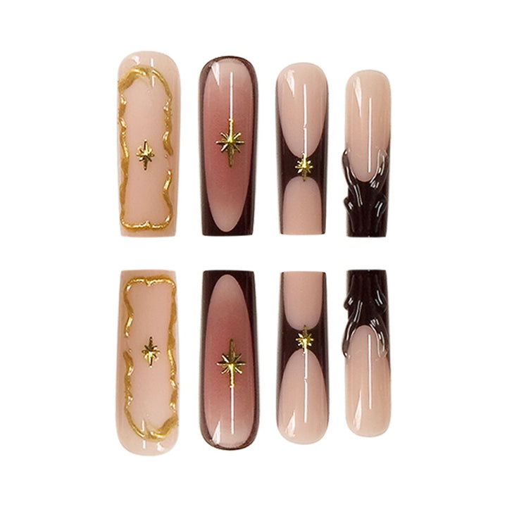Artistic Sculpted Press-On Nails with Gold Accents Kalsten