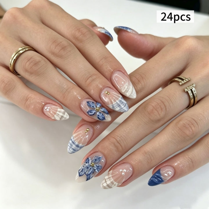 Artificial nails with floral design and elegant tips Kalsten