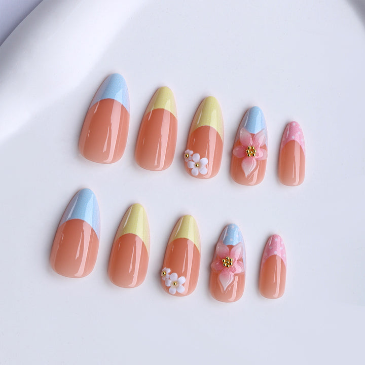 Elegant Artificial Nails with Floral Accents Kalsten