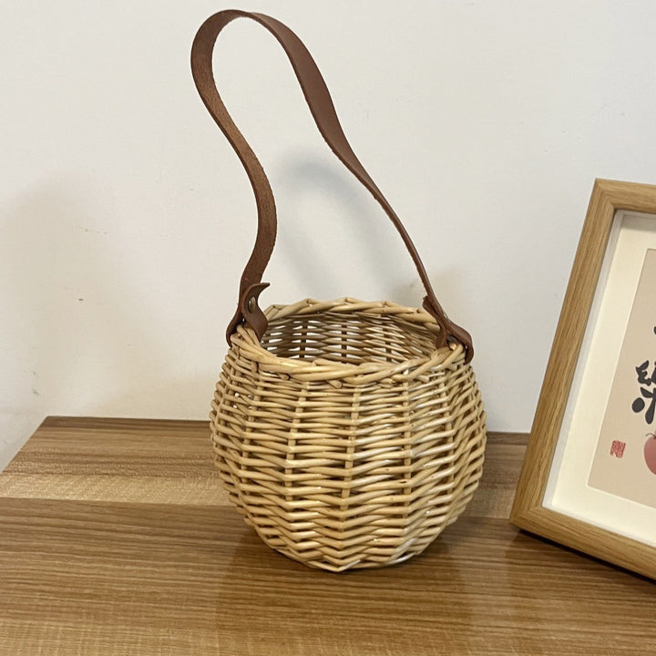 Women Handcrafted Basket with Leather Handle Kalsten