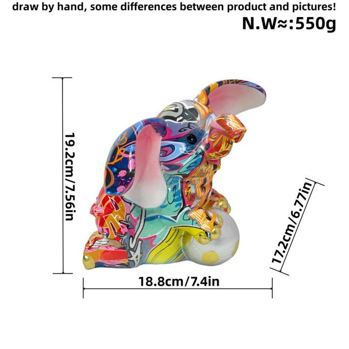 Artistic elephant figure with football motif Kalsten
