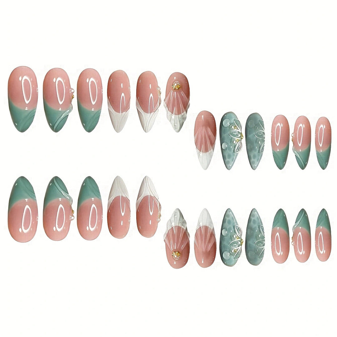 Floral-Embellished Stiletto Press-On Nails Kalsten 1787368964