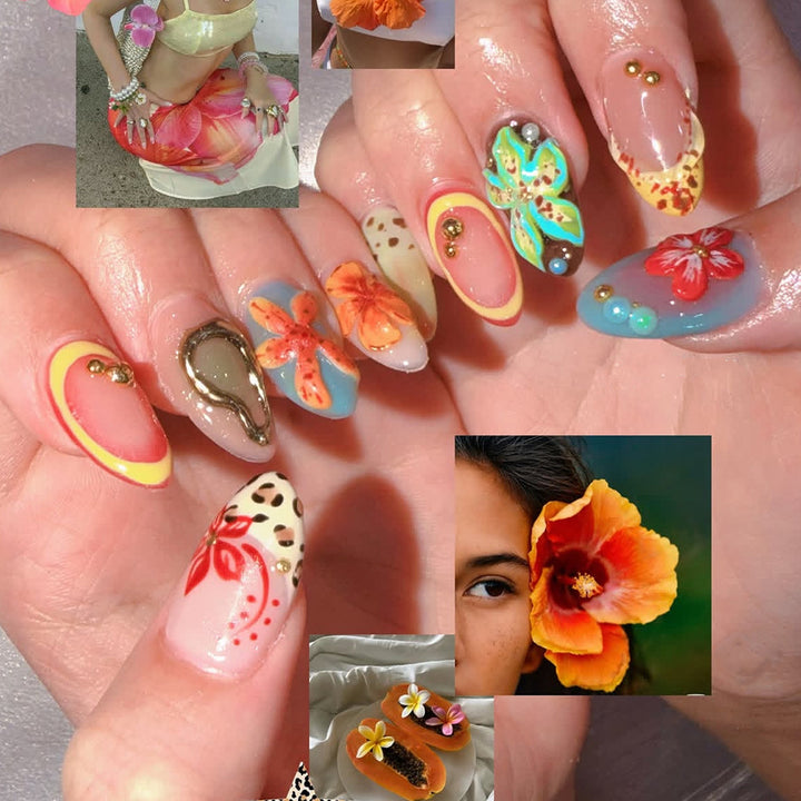 Artificial Nail Set with Floral Accents Kalsten