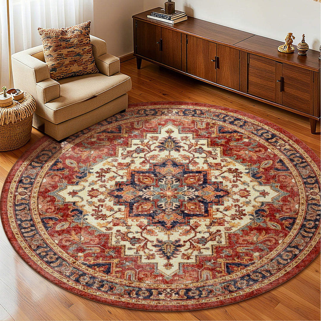 Vintage-Inspired Round Area Rug