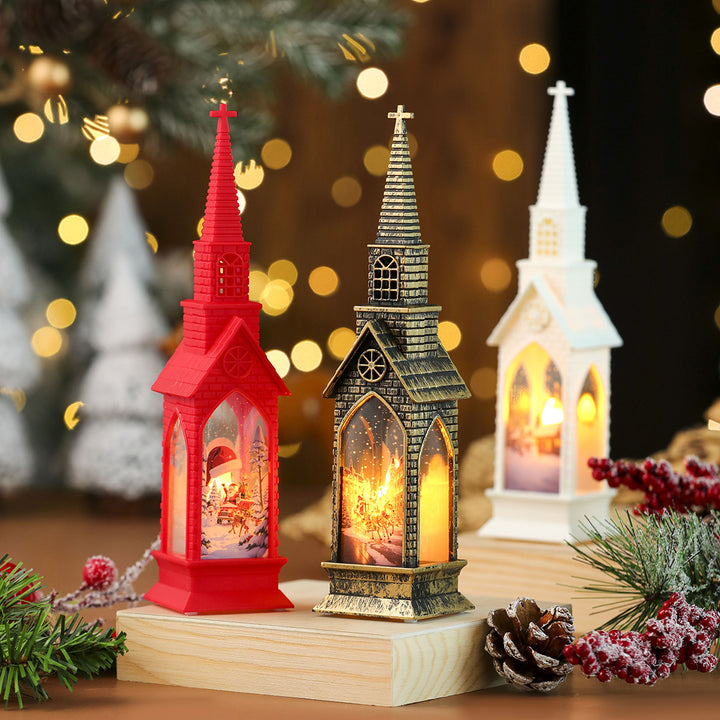 LED Decorative Christmas Village Church Figurine Kalsten