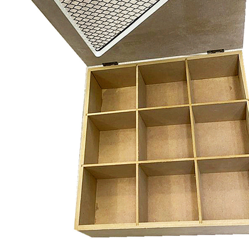 Decorative Tea Storage Box with Mesh Lid