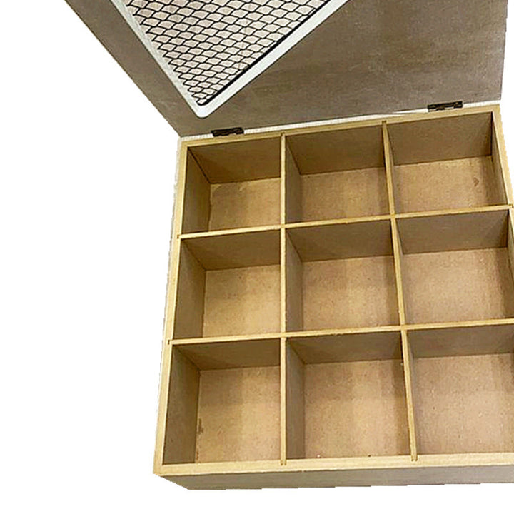 Decorative Tea Storage Box with Mesh Lid