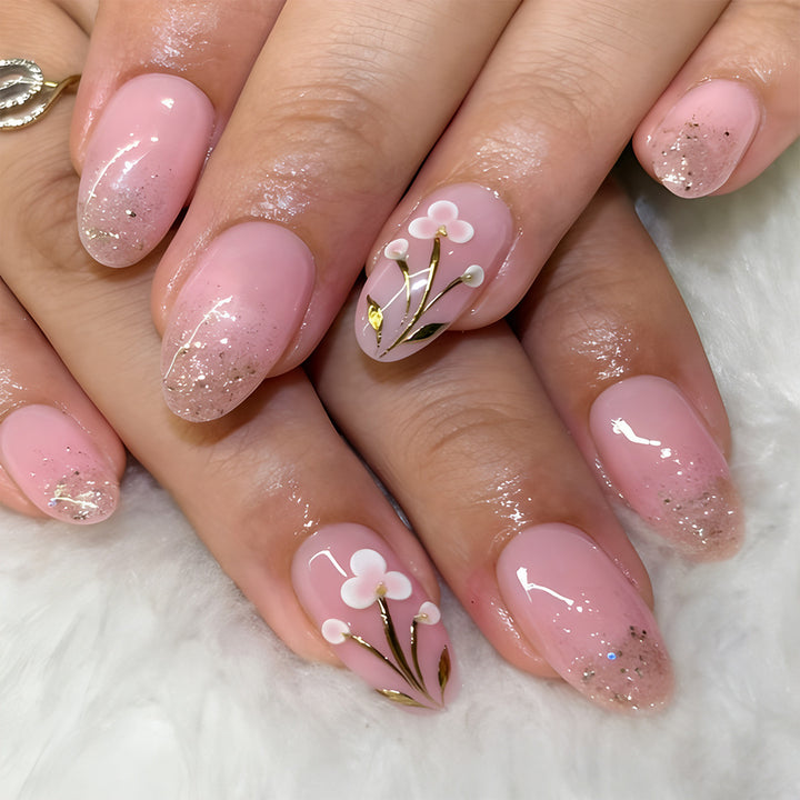 Artistic Floral Press-On Nail Set Kalsten
