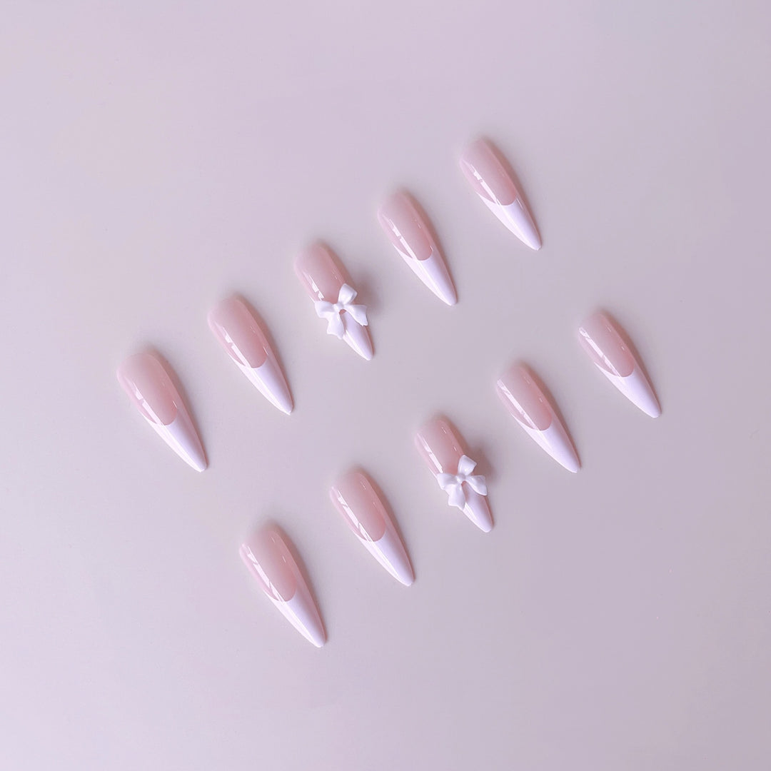Acrylic nail set with elegant tips and 3D decorations Kalsten