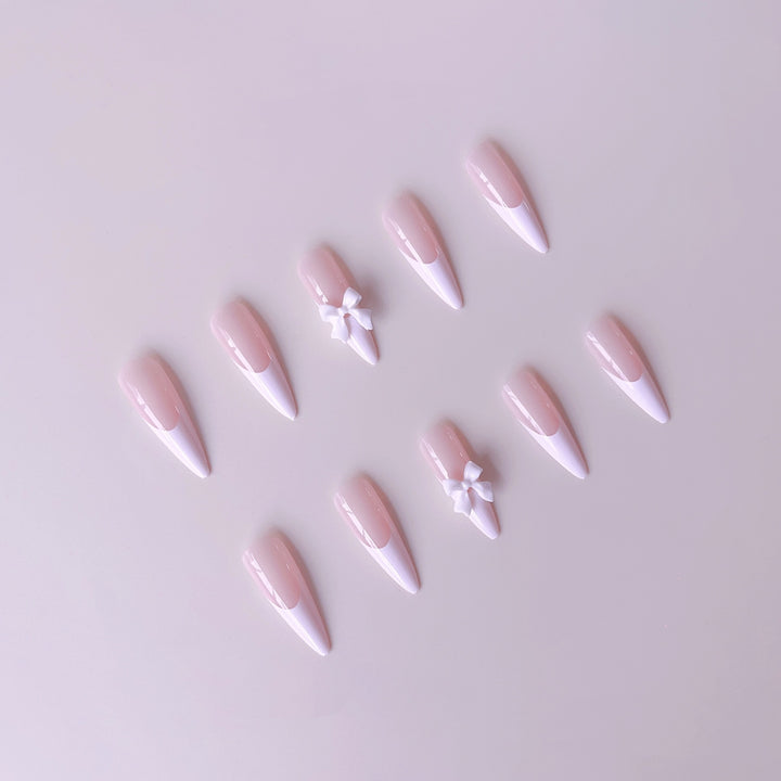 Acrylic nail set with elegant tips and 3D decorations Kalsten