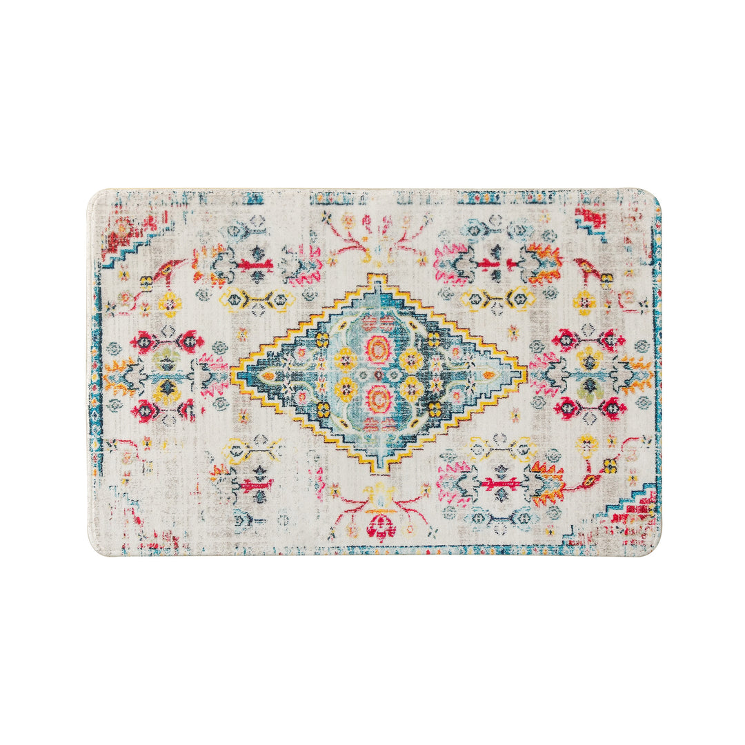 Oriental rug in Persian medallion style, machine-knotted short pile rug Kalsten