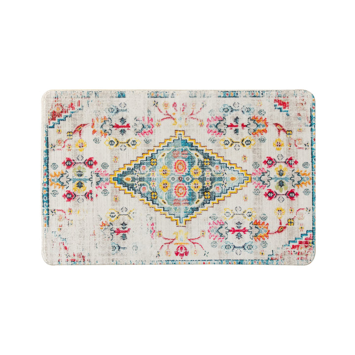 Oriental rug in Persian medallion style, machine-knotted short pile rug Kalsten
