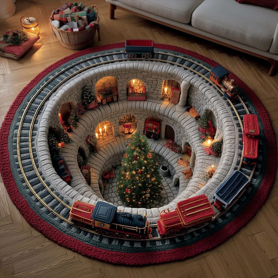 Round Holiday-Themed Area Rug