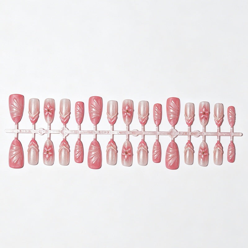 Artificial nail set with filigree flowers and glitter accents Kalsten