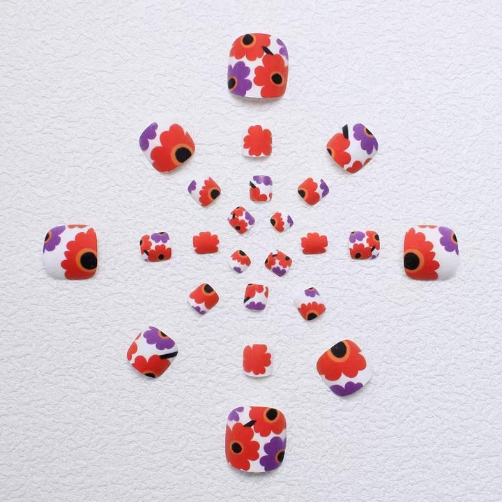 Creative Floral Print Press-On Toenails Kalsten