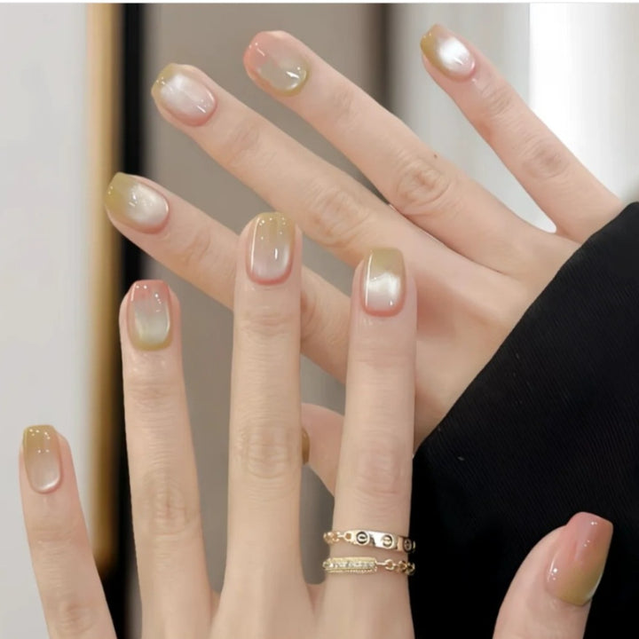Elegant Press-On Nail Set with Heart and Bow Designs Kalsten