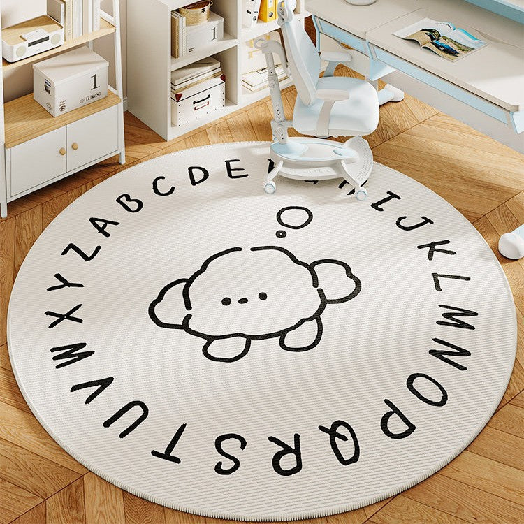 Round Cartoon Panda-Themed Area Rug